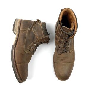 FLORSHEIM Lodge Cap Toe Brown Leather Boots Western Boho Bespoke Indie Cowboy